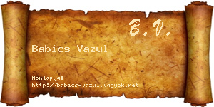 Babics Vazul névjegykártya